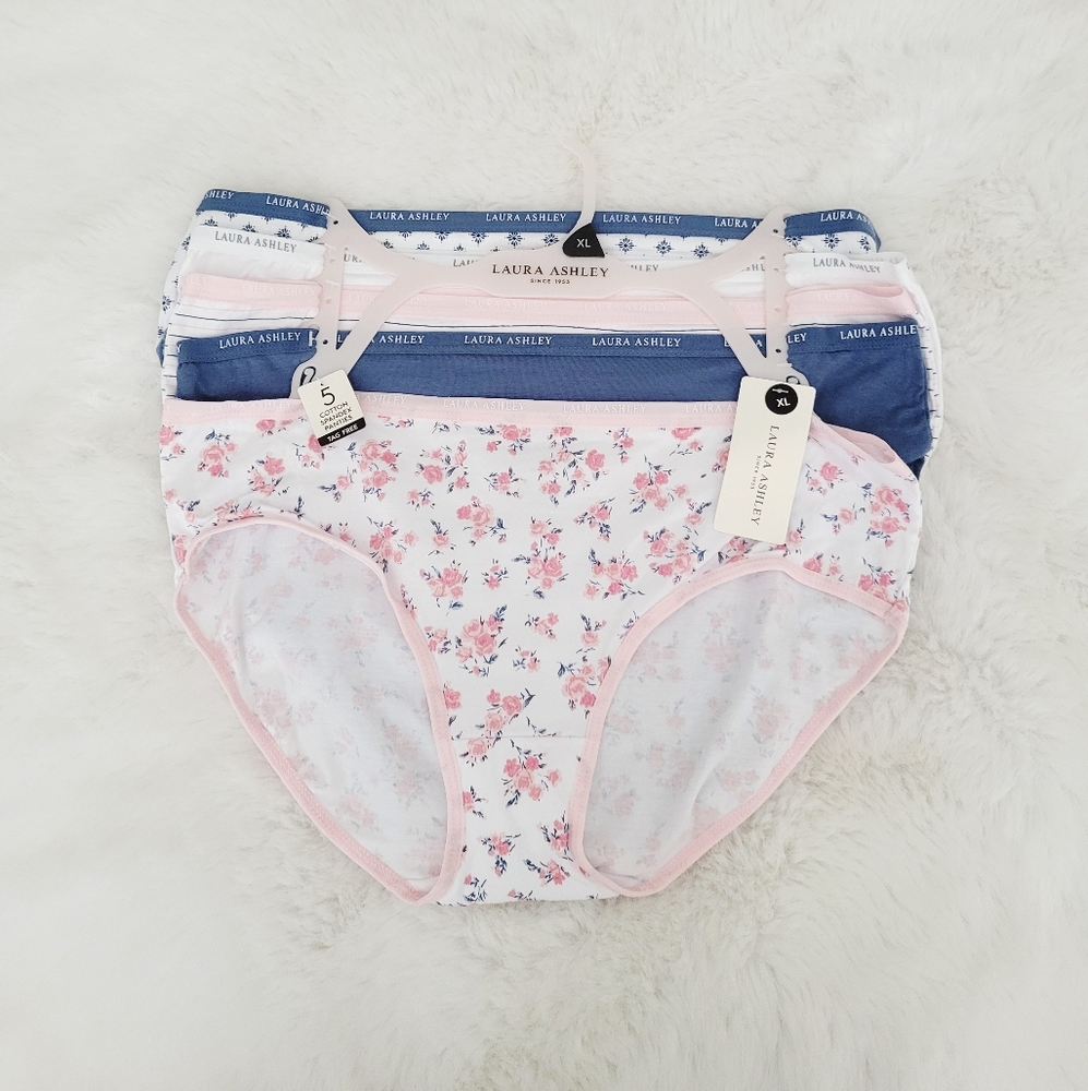 💘LAURA ASHLEY 5-PACK COTTON SPANDEX PANTIES SIZE XL